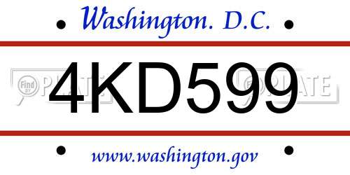 4KD599 District Of Columbia License Plate