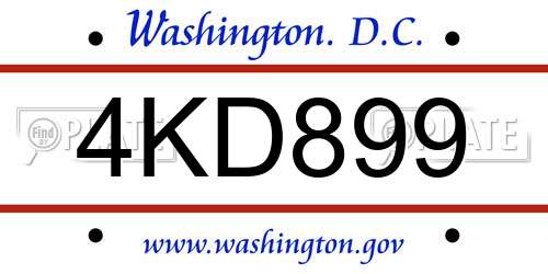 4KD899 District Of Columbia License Plate
