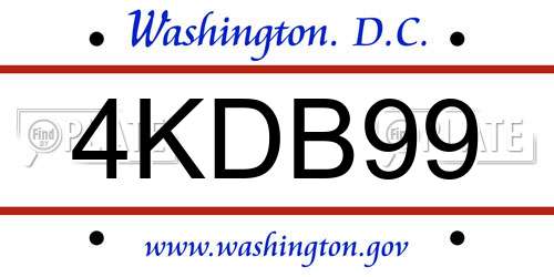 4KDB99 District Of Columbia License Plate