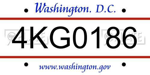 4KG0186 District Of Columbia License Plate