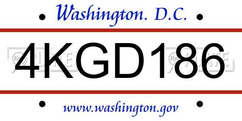 4KGD186 District Of Columbia License Plate