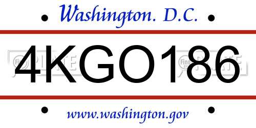 4KGO186 District Of Columbia License Plate