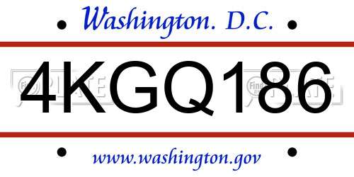4KGQ186 District Of Columbia License Plate