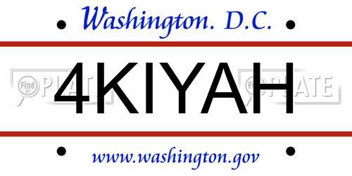 4KIYAH District Of Columbia License Plate