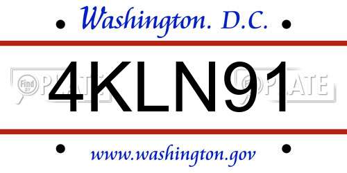 4KLN91 District Of Columbia License Plate