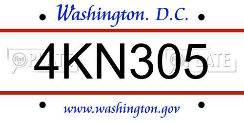 4KN305 District Of Columbia License Plate