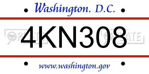 4KN308 District Of Columbia License Plate