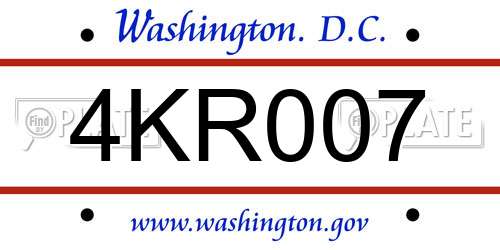 4KR007 District Of Columbia License Plate
