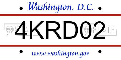4KRD02 District Of Columbia License Plate