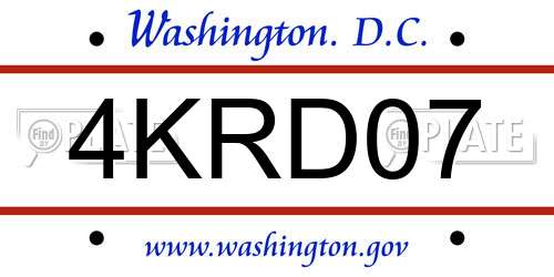 4KRD07 District Of Columbia License Plate