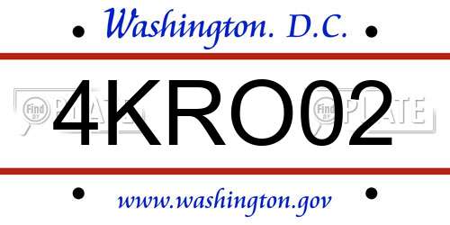 4KRO02 District Of Columbia License Plate