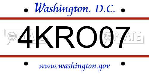 4KRO07 District Of Columbia License Plate