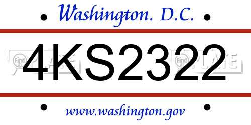 4KS2322 District Of Columbia License Plate