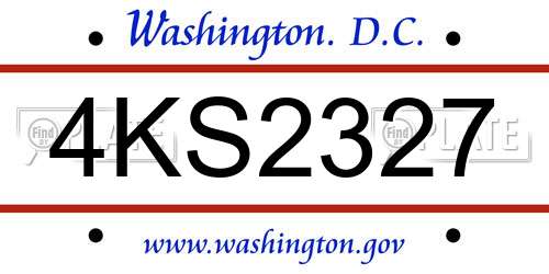 4KS2327 District Of Columbia License Plate