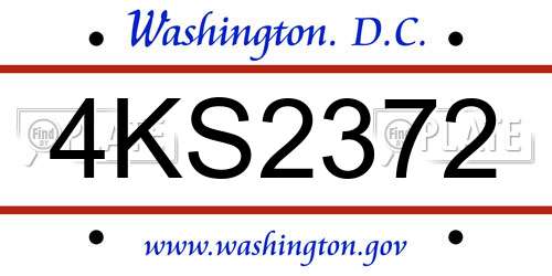 4KS2372 District Of Columbia License Plate