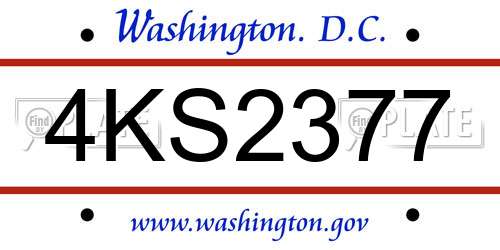4KS2377 District Of Columbia License Plate