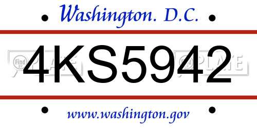 4KS5942 District Of Columbia License Plate