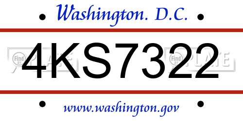4KS7322 District Of Columbia License Plate