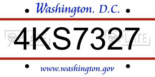 4KS7327 District Of Columbia License Plate