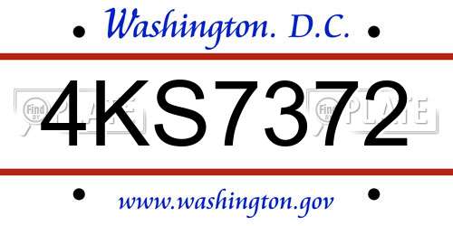 4KS7372 District Of Columbia License Plate