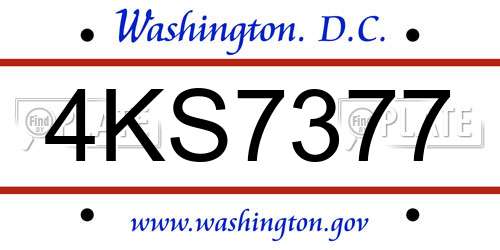 4KS7377 District Of Columbia License Plate