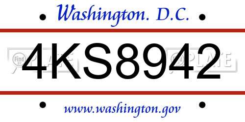 4KS8942 District Of Columbia License Plate