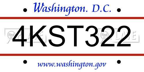 4KST322 District Of Columbia License Plate