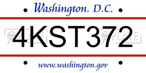 4KST372 District Of Columbia License Plate