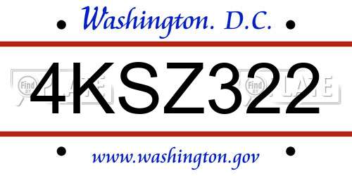 4KSZ322 District Of Columbia License Plate