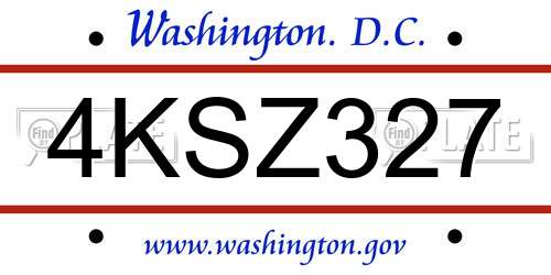 4KSZ327 District Of Columbia License Plate