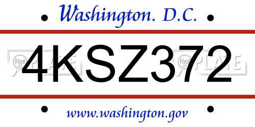4KSZ372 District Of Columbia License Plate