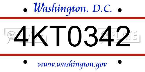 4KT0342 District Of Columbia License Plate
