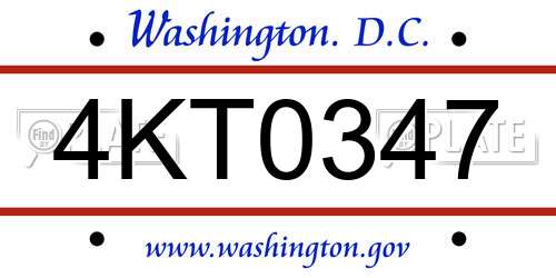 4KT0347 District Of Columbia License Plate
