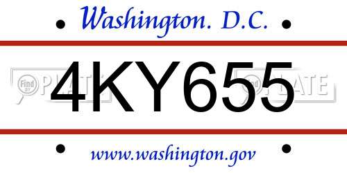 4KY655 District Of Columbia License Plate