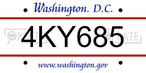 4KY685 District Of Columbia License Plate