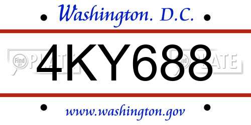 4KY688 District Of Columbia License Plate