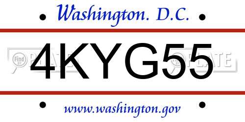 4KYG55 District Of Columbia License Plate