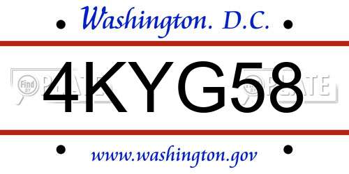 4KYG58 District Of Columbia License Plate