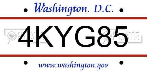4KYG85 District Of Columbia License Plate