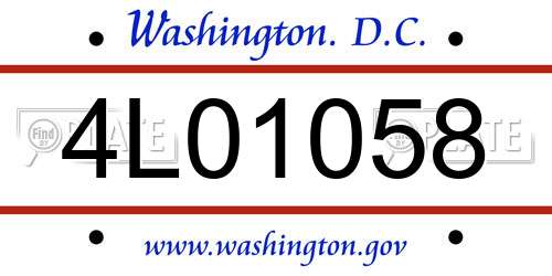 4L01058 District Of Columbia License Plate
