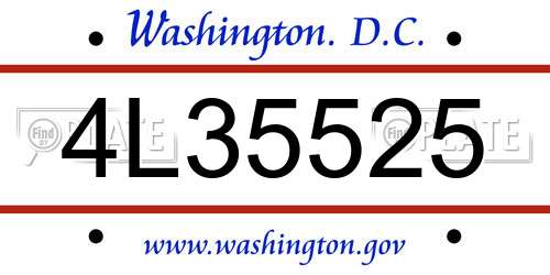4L35525 District Of Columbia License Plate