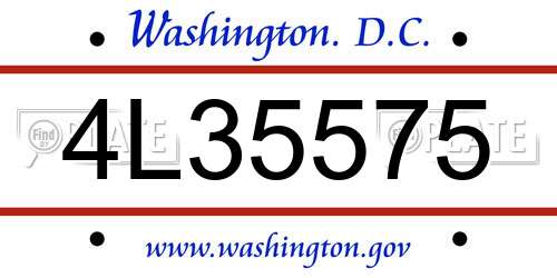 4L35575 District Of Columbia License Plate