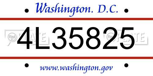 4L35825 District Of Columbia License Plate