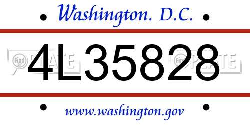 4L35828 District Of Columbia License Plate