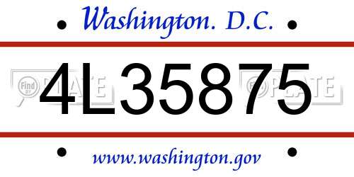 4L35875 District Of Columbia License Plate