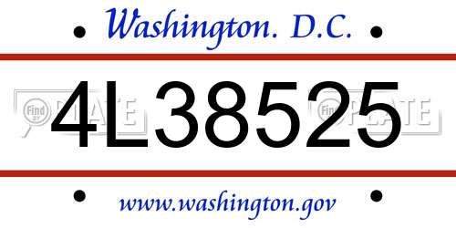 4L38525 District Of Columbia License Plate