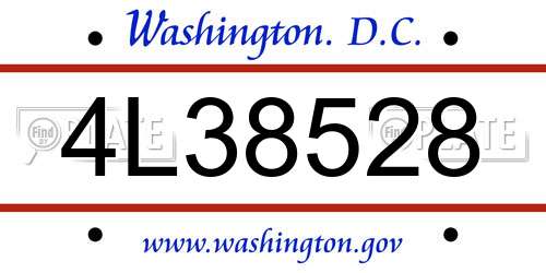 4L38528 District Of Columbia License Plate