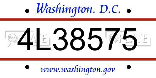 4L38575 District Of Columbia License Plate