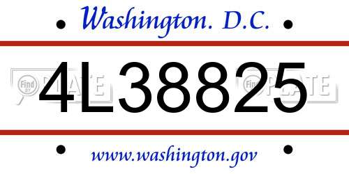 4L38825 District Of Columbia License Plate