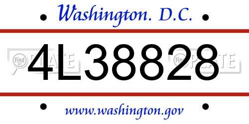 4L38828 District Of Columbia License Plate